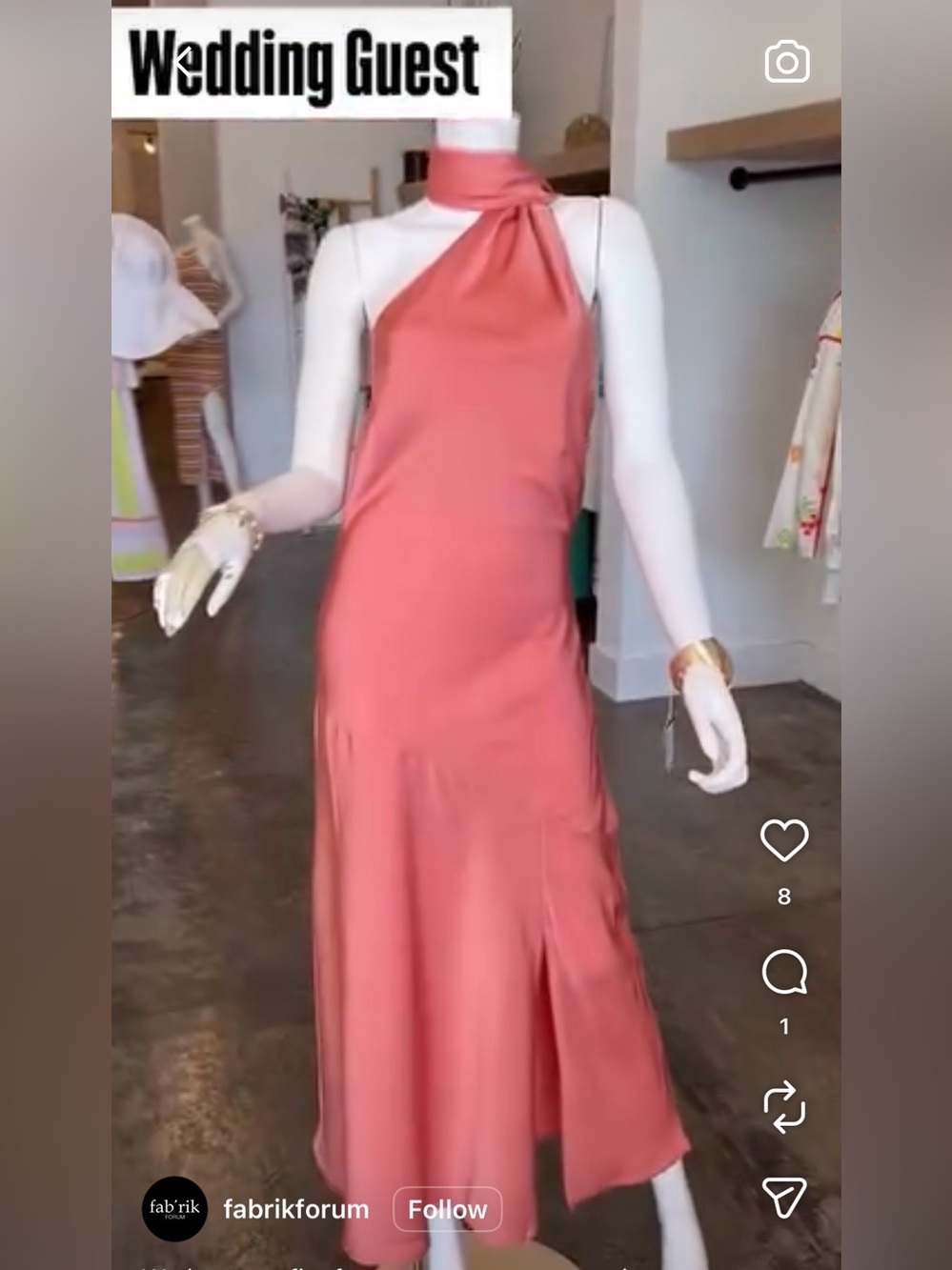 fab'rik Coral Halter Maxi Dress